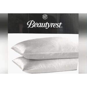 2 Pc Beautyrest STANDARD Satin Pillowcases SILVER Silky Therapeutic Hair Skin